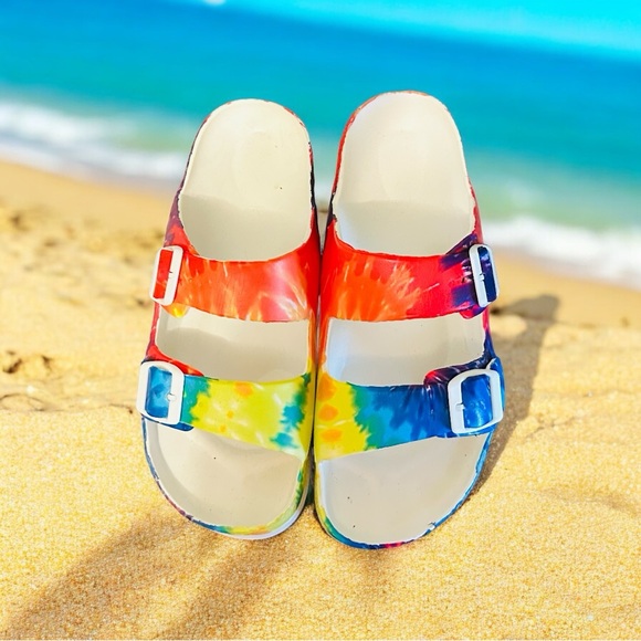 Tie-Dye Sandals Adjustable Straps Contoured Footbed New Size 41 or 10 - Picture 2 of 8